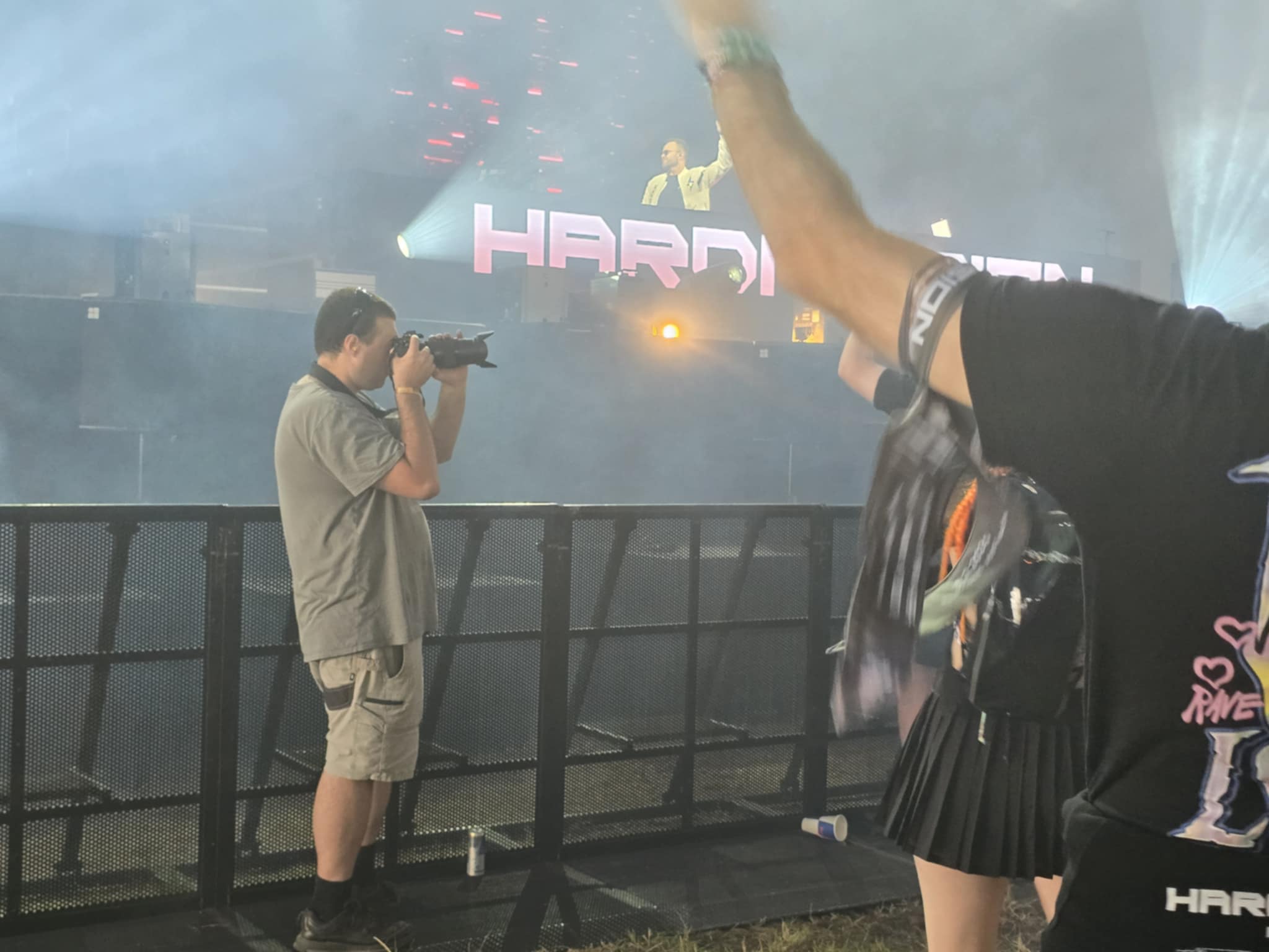 Me standing in front of the stage filming the ravers
