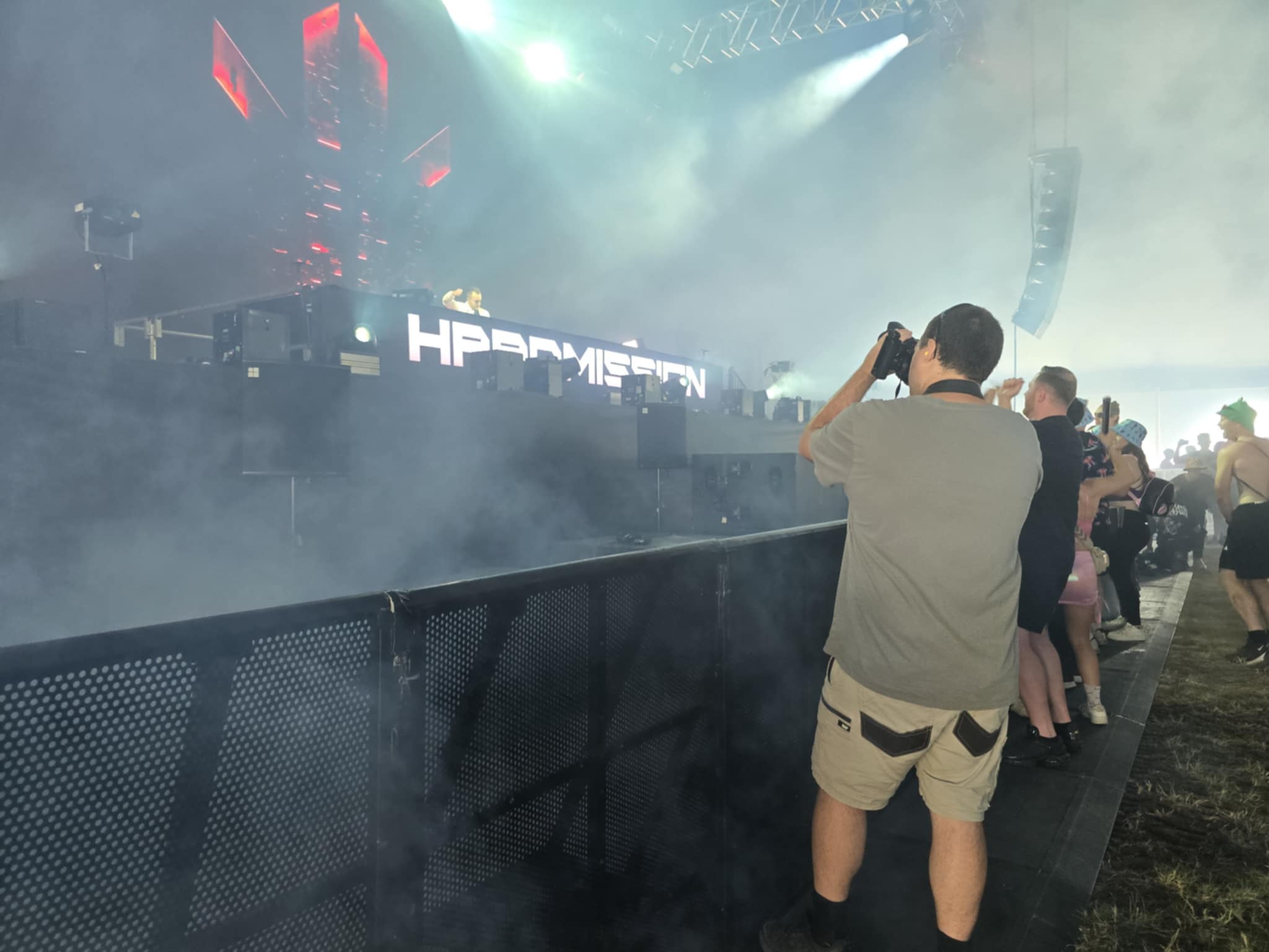 Filming the stage from the front of the crowd