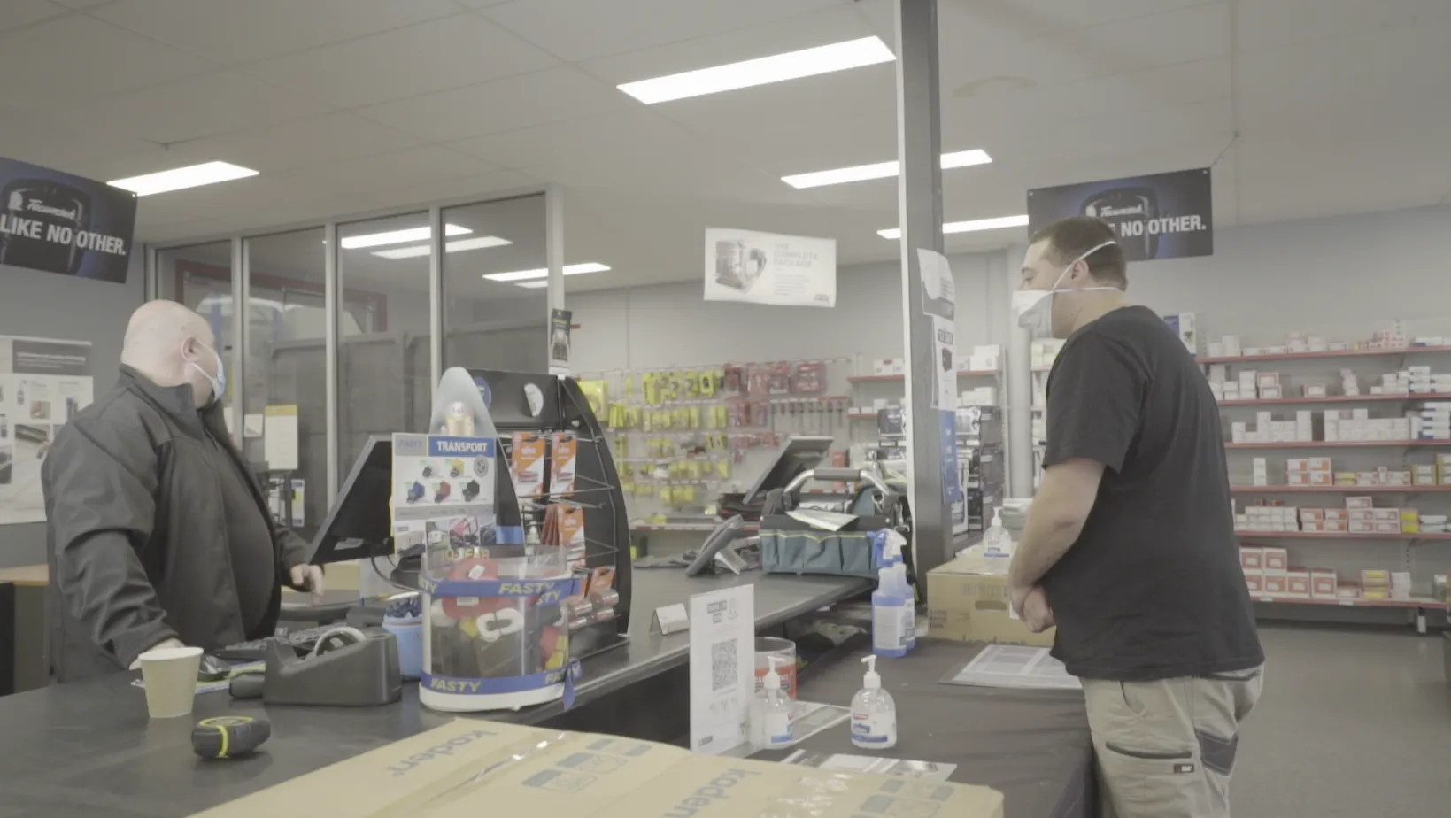 Steve and I talking at a counter as part of a B-Roll shot
