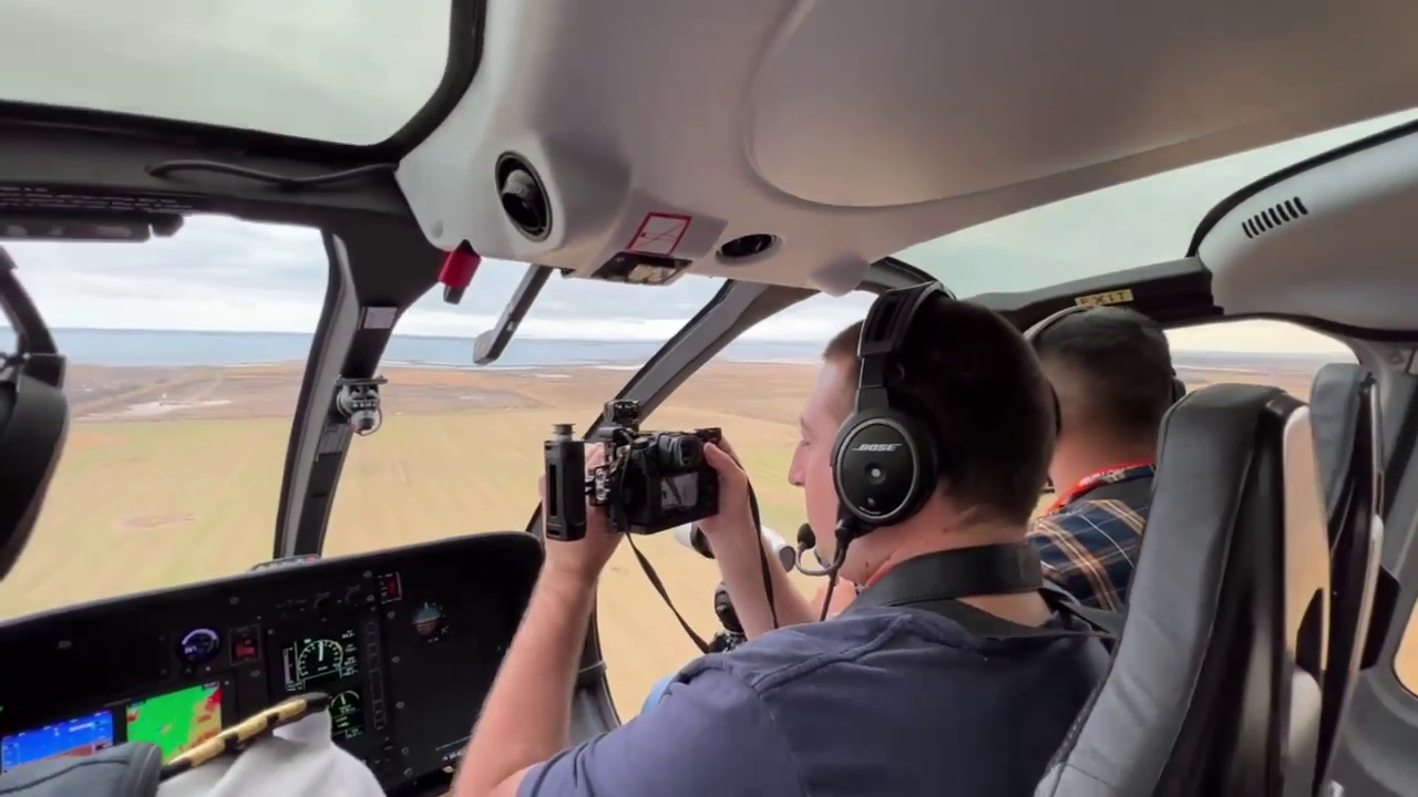 Me filming mid flight inside a helicopter
