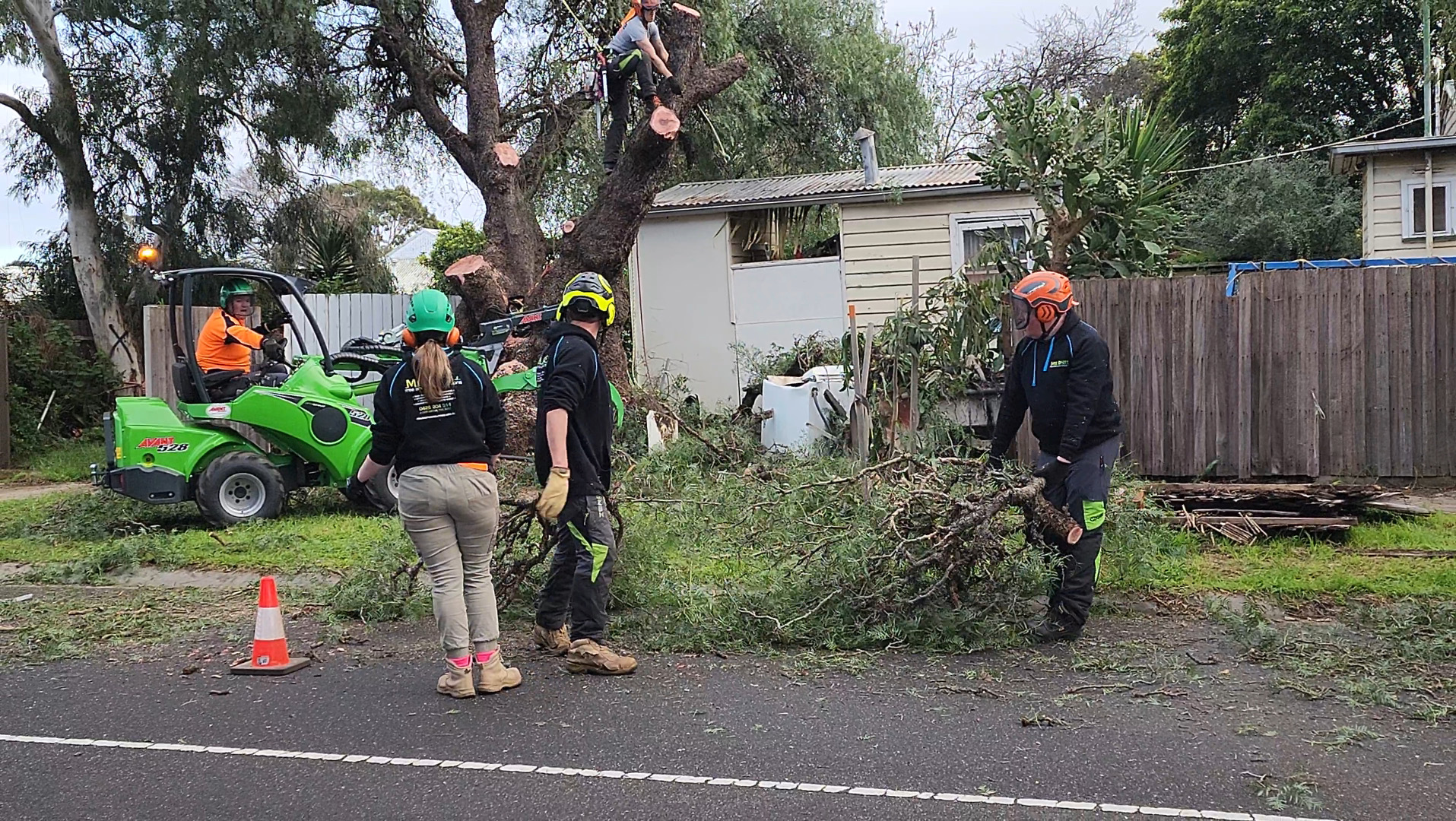 Still frame from the video showing the team at work
