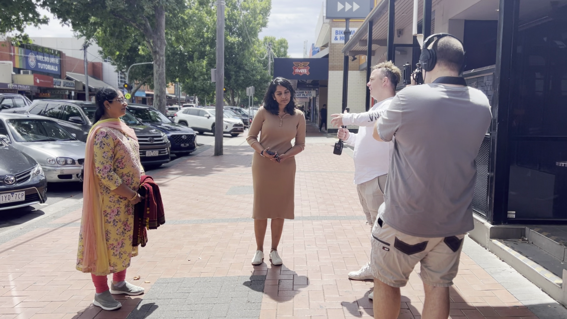 Filming Brett Hunter during a street talk video in Werribee
