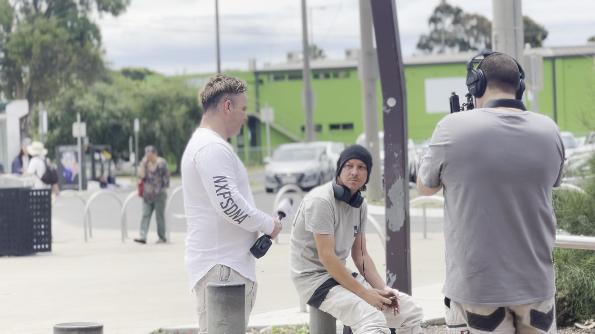 Filming Brett Hunter during a street talk video in Werribee
