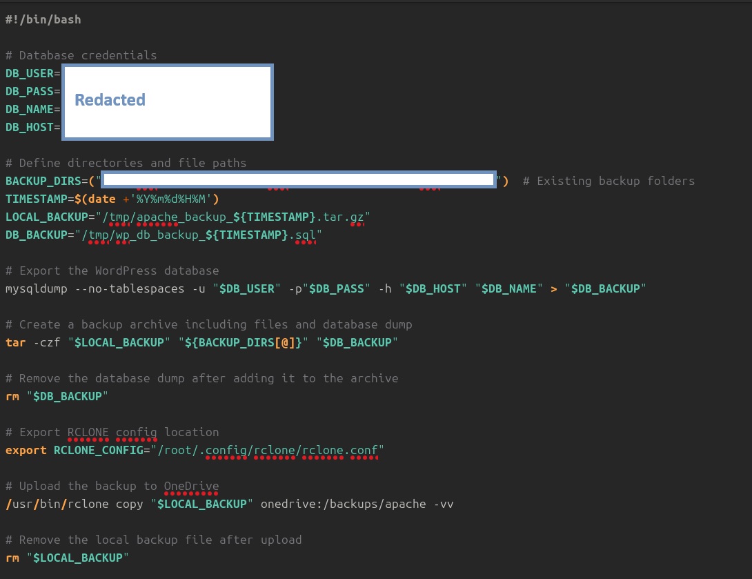 Automated OneDrive backup script screenshot