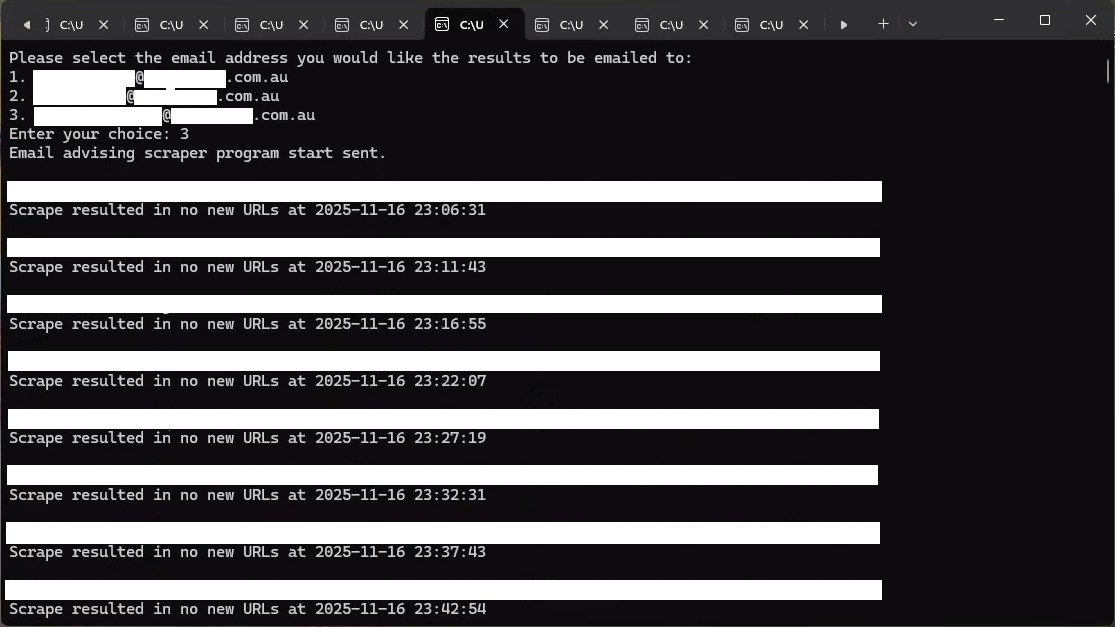 Tkinter Scraper Control Panel